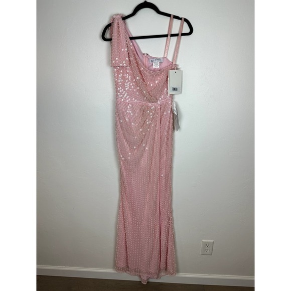 NWT Mac Duggal 93735 Pink One Shoulder (Missing Jewels) sz 4 - Picture 1 of 13